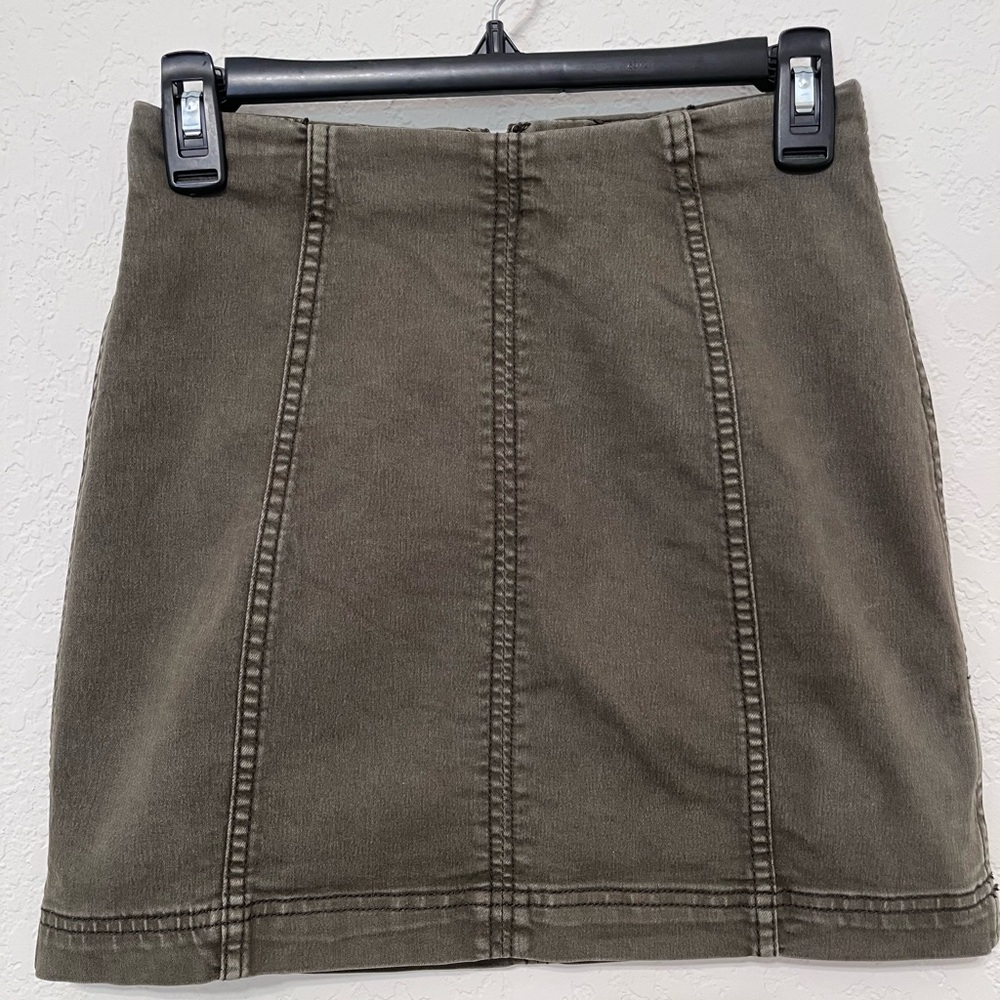 Free People Khaki Mini Skirt